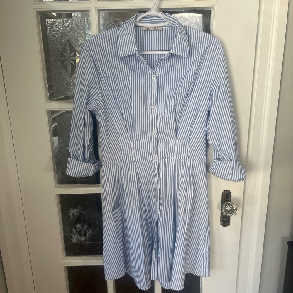 Dex Button Down Striped Dress | Coastal Grandmother | Size Small
